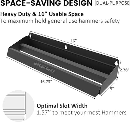 UNITEDPOWER Hammer Holder, Wall Mount Storage Rack Organizer for Workshop, Shed, Garage, Home, Fit Most of Hammer or Small Tools