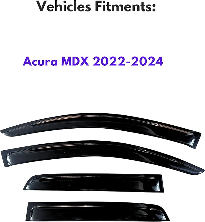 KPY Window Visor Compatible with Acura MDX 2022-2024, 4PC Rain Guard Side Window Vent Deflectors Tape-On Style, 2022 2023 2024