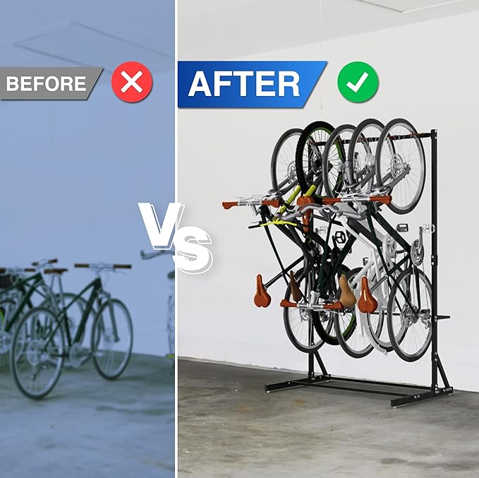 Yes4All Freestanding Bike Storage Rack, 300 Lbs 5 Levels Sturdy Steel Vertical Bike Rack, Bike Racks for Home and Garage Organizer, Indoor/Outdoor Bike Storage Rack