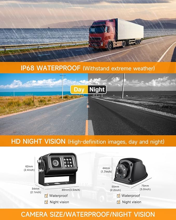 8CH Mobile DVR Monitor Camera System with WiFi Live GPS Tracking HDD MDVR Video Recorder 7" Touch Screen Monitor and 4 1080P Rear Side View Camera Waterproof Night Vision for RV Truck Trailer Tractor