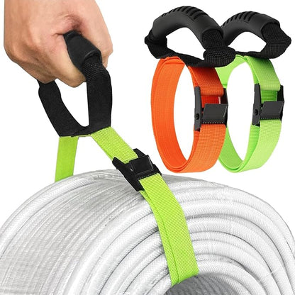 Heavy Duty Storage Straps with Handle and Easy Adjustable Steel Black Lock Slider Buckles,Extension Cord Strap for Cords Pool Hoses Ropes and Garden Hose (2 Pack)