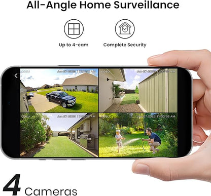 AOSU Security Cameras Outdoor Wireless, Add-On Camera, Add-On Cameras Must Be Connected to Homebase and Cannot Be Used Independently; Homebase Supports Simultaneous Connection of Up to 4 Cameras