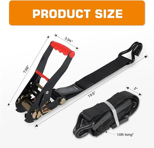 Kingfun Heavy Duty Car Tie Down Straps for Trailers 4 Pack - 2" x 120" Tire Straps with 10,000 lbs Break Strength, Secure Wheel Strap for Car Hauler, Truck, SUV, and Utility Trailers