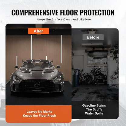 VEVOR Waterproof Garage Floor Mat for Under Car, Non-Slip 6.6'x8.5' Compact Size Heavy Duty Containment Mat, Protects Garage Floor from Water, Mud and Oil, for Garages,Greenhouses,Entrance