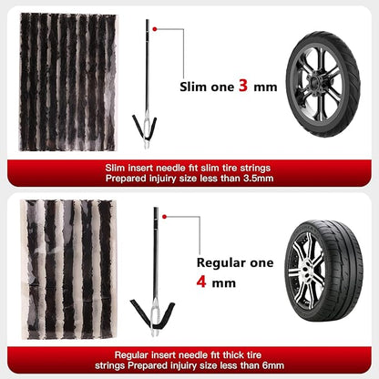 SUNSOUL Portable Tire Repair Kit with Plugs, Heavy Duty Tire Plug Kit, 40PCS Flat Tire Emergency Repair Tool for Car, Motorcycle, Truck, ATV, UTV, RV, Tractor