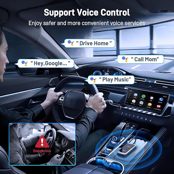 Android Auto Wireless Adapter with NFC, 2024 Upgraded Android Auto Dongle, Low Latency, 5.8GHz Wifi, Plug & Play Converts Wired to Wireless for Android 11+ & Cars with Factory Wired Android Auto