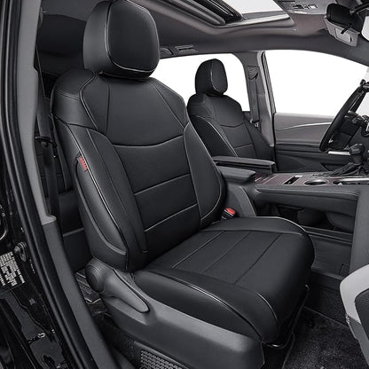 EKR Sienna Seat Covers for 2011-2020 Toyota Sienna XLE,Limited,Limited Premium,7 Seats,2nd Row Captain Seats W/Legrest,Seat Covers for SUV,Automotive Seat Cover Full Set-Three Row,Leather(Black)