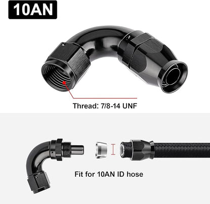 EVIL ENERGY 10AN 120 Degree PTFE One Piece Full Flow End Hose Fitting Aluminum Black