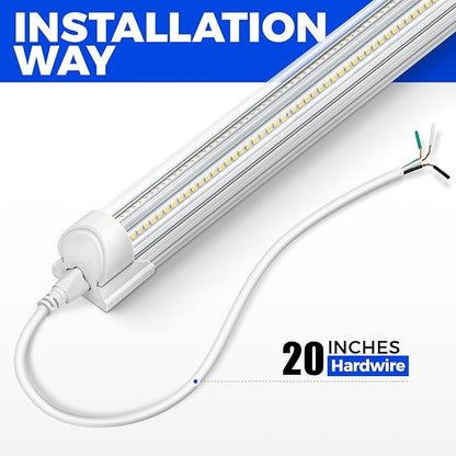 Barrina 8FT LED Shop Light, 100W 15000LM 5000K, Clear Cover Linkable Led Tube Lights, V Shape Integrated T8 LED Lighting, LED Ceiling Lights for Garage, Warehouse, Workshop, ETL Listed, 12 Pack