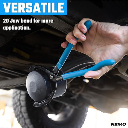 NEIKO 03422A Oil Filter Wrench, 12” Adjustable Oil Filter Pliers, 3 Adjustable Positions, Fits 2-3/8” to 4-1/2”, Oil Change Tools, Filter Removal Tool