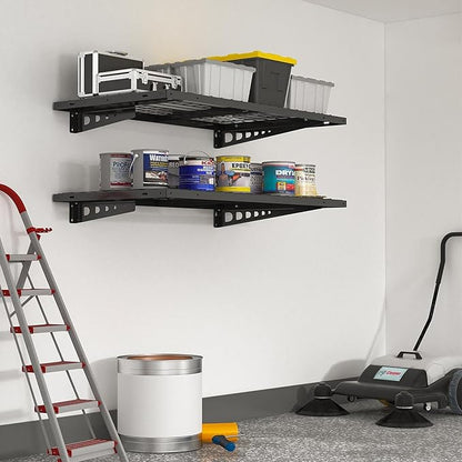 FLEXIMOUNTS 2 Pack 2x4ft Garage Storage 24x48 inch Bike Wall Shelving Rack, 440lbs Total Weight Capacity, Black