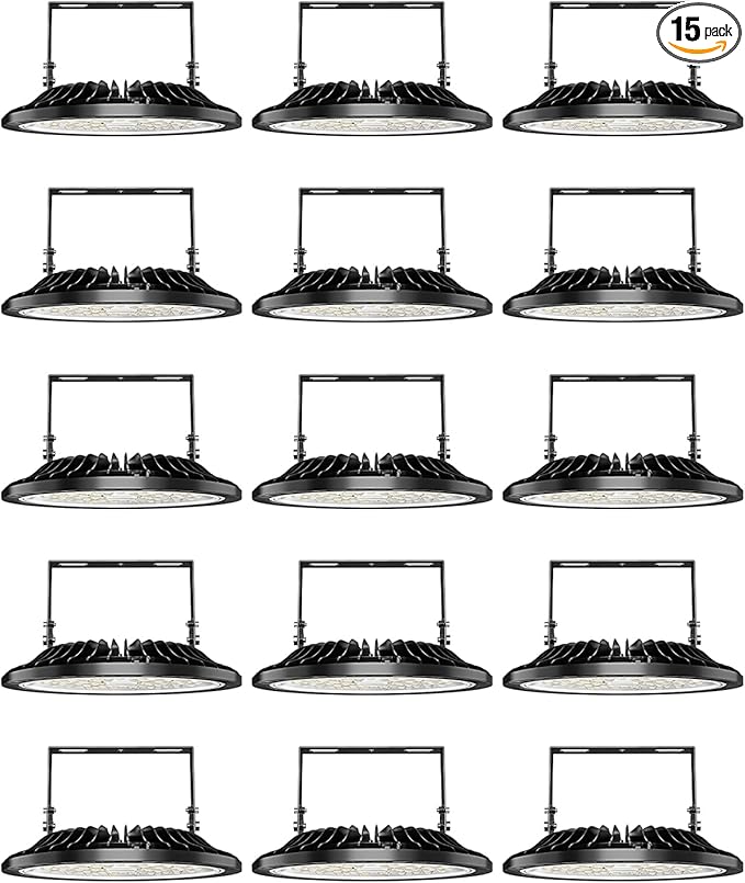Viugreum High Bay LED Shop Lights, 200W UFO LED High Bay Light 20,000LM 120V LED High Bay Lights 5000K Daylight, Alternative to 900W MH/HPS for Garage Workshop Barn Factory Warehouse - 15 Pack