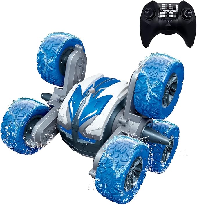 Threeking Waterproof RC Stunt Car Remote Control Cars Double-Sided Driving 360 Degree Flips Rotating Indoor Outdoor Toys Gifts Presents for 6 7 8 9 10 11 12 Year Old Kids Boys Girls