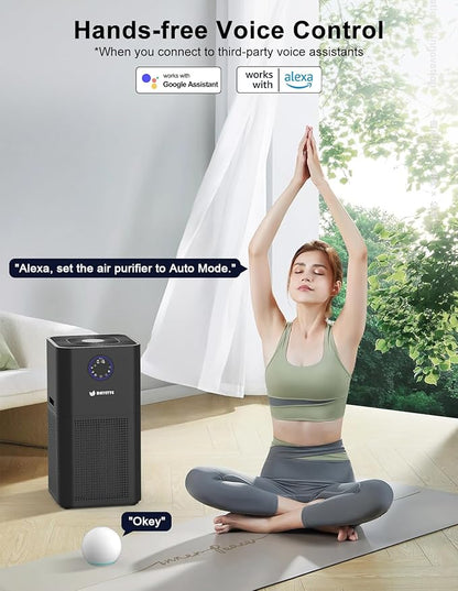4000ft² Air Purifiers for Home Large Room, Smart WIFI Air Purifiers APP & Alexa Control Air Cleaner, H13 Ture HEPA Filter for Pet Dander Smoke Dust, 22dB Sleep Mode for Bedroom (AP404 WIFI）