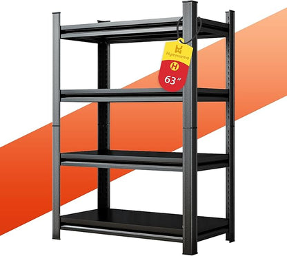 63''H Heavy Duty Metal Shelving Unit, 2000 lbs Total Capacity, Dual-Layer Column, Tool-Free Assembly, All-Steel Construction for Garage, Warehouse, Basement,45.3''W x 17.7''D x 63" H