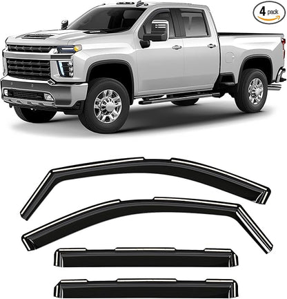Window Deflectors Smoke Tinted in-Channel Side Window Vent Visor Deflectors Rain Guards Compatible with Silverado/Sierra 2500HD/3500HD 2020-2025 Crew Cab - 4pcs. GW0866