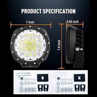 BIGLION.X 7Inch Round LED Offroad Lights 2PCS 210W 32000LM Super Bright LED Off Road Lights Driving Lights Round Waterproof IP68 IP69K 12V 24V for Pickup Trucks SUV ATV UTV 4x4