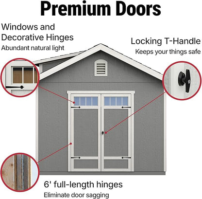 Handy Home Products Windemere 10x12 Do-it-Yourself Wooden Storage Shed with Floor, Beige