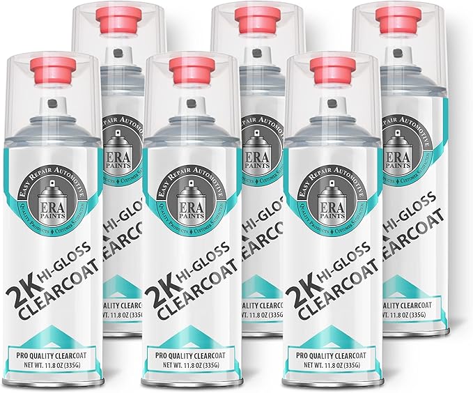 ERA Paints 2K High Gloss Automotive Clear Coat Spray/Aerosol Can – Professional Quality & Finish - Easy to Use – Best Value (6 pack)