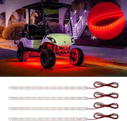 Car Led Strip Lights, Golf Cart Lights, 12V LED Strip Light for Truck Car Motorcycle Boat Marine RV Golf Cart Truck Trailer Cargo Home Led Strip Red,12inch(Pack of 4)