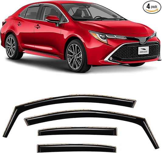 Voron Glass in-Channel Extra Durable Rain Guards for Toyota Corolla 2020-2025 Sedan, Window Deflectors, Vent Window Visors, 4 Pieces - 200674