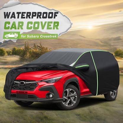 Mixsuper Liner Car Cover for Subaru Crosstrek 2013-2026, 7 Layers Waterproof Car Cover Accessories for Crosstrek with Zipper Door, Windproof Straps, Reflective Strips, Anti-UV, All Weather