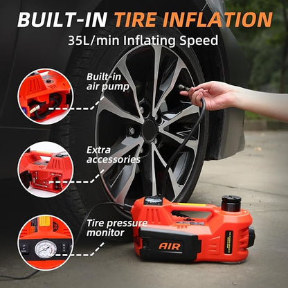 STANDTALL Electric Car Jack Kit 5 Ton 12V Electric Jack for Car with Impact Wrench and Tire Inflator Pump for SUV Sedan Truck Change Tires Garage Repair
