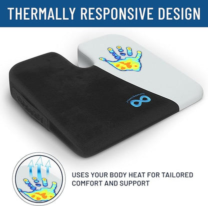 Everlasting Comfort Car Seat Cushion for Driving - Wedge Car Cushion for Office, Travel, Gaming Chair - Memory Foam Booster Seat - Non-Slip, Washable Cover