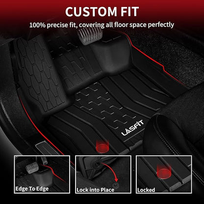 LASFIT Floor Mats Fit for Ford Fusion 2020-2017 (Include Hybrid)/ for Lincoln MKZ 2020-2017 All Weather Protection TPE Custom Fit 2020 2019 2018 2017 Floot Liners Accessories, 1st & 2nd Rows, Black