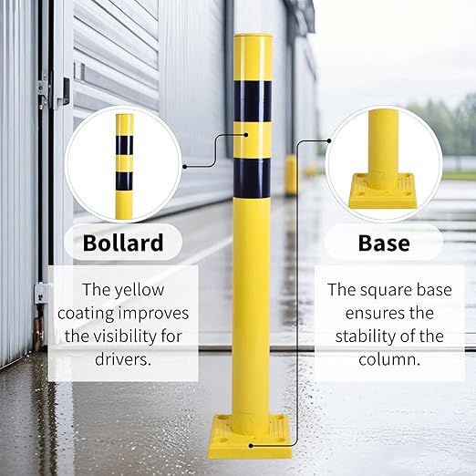 4 Pack 4" Diameter SpringBack Safety Bollard Post with 4 Anchor Bolts for Parking Garage, Warehouse, Driveway & Outdoor Use (42"H 4Pack)