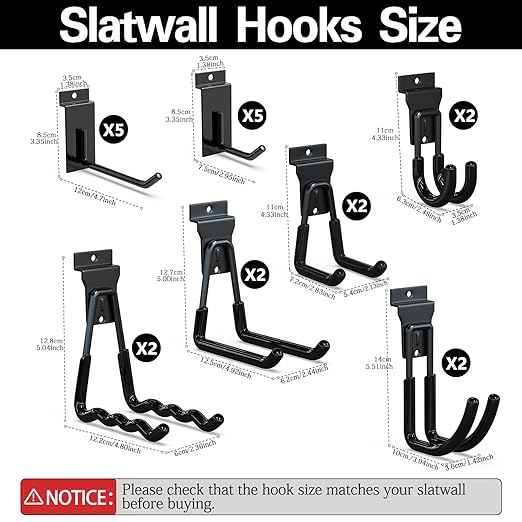 3-H Slatwall Accessories 20 Pack,Single and Double Slatwall Hooks & Hangers,Slat Wall Hanging Hooks Heavy Duty,Used as Proslat Accessories for Shop Retail Display with Garage Storage Wall Panel
