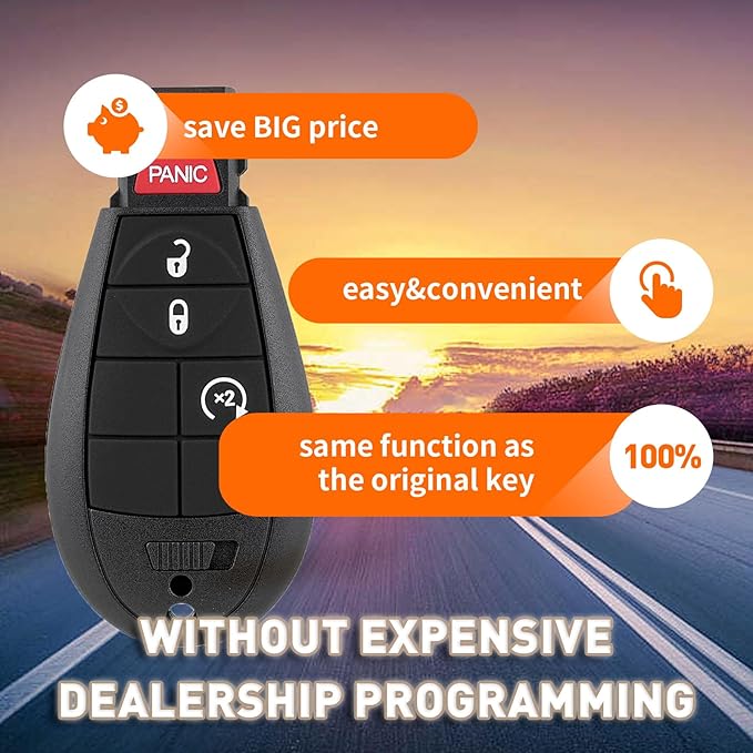 Car Key Fob Remote Replacement Kit Fits for Dodge RAM 1500 2500 3500 2013 2014 2015 2016 2017 GQ4-53T Keyless Entry Remote Control