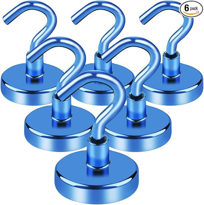 LOVIMAG Cruise Hits: 80LB Blue Magnetic Hooks, Door Magnets, Travel & ClassroomAccessorry Must-Haves (6 Pack)