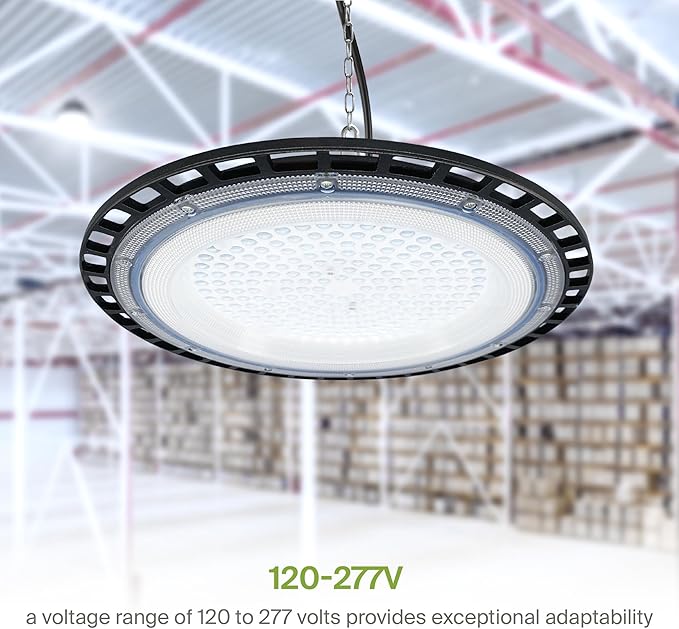 ASD LED High Bay UFO Light Fixture, Commercial Shop Lighting | Plug & Play Cable, IP65 Waterproof, ETL Listed | 150W 18000LM 5000K 100-277V | Warehouse, Garage, Workshop, Barn Lamp | Black, 12 Pack