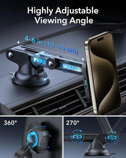 ESR for MagSafe Car Mount Charger, for Magsafe Car Charger, Dashboard/Windshield Magnetic Wireless Phone Charging, 360° Rotation, Magnetic Car Phone Holder for iPhone 16/15/14/13/12, S25,Fast Charging