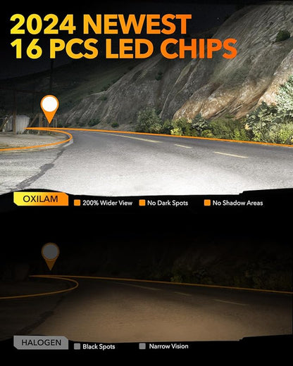 OXILAM 9005 LED Light Bulb, 800% Brighter Ultra-Bright Ultra-Bright, 3 Min Quick Install, 20 Years Lifespan, No Flicker, 99% Compatibility
