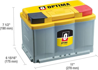 OPTIMA Batteries High Performance DH6 YellowTop Dual Purpose Sealed AGM Car, Truck and SUV Battery, 800 CCA, Maintenance Free, Versitile Mounting, BCI Group Size 48