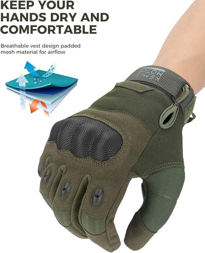 KEMIMOTO Tactical Gloves for Men, Touchscreen Motorcycle Gloves with Hard Shell & Palm Padding for Sports Motorcycle Cycling Tactical Airsoft Paintball Hunting Hiking Camping Climbing
