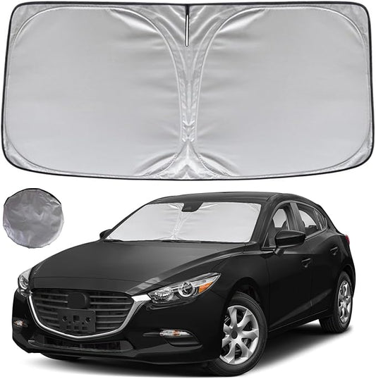 KAYZT Windshield Sun Shade for 2014-2018 Mazda 3 Hatchback Sedan Foldable Sunshade Front Window Custom Fit Car Accessories