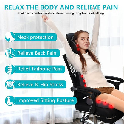 FLORICH Lumbar Support with Car headrest Back Pillow for Chair Headrest Pillow with Gel Memory Foam Massage Point Lumbar Support(Grey)