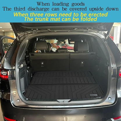 Large Cargo Liners Custom Fit 2024 2025 for Mazda CX90 CX 90 TPE All Weather Trunk Mat Accessories, Waterproof Rear Cargo Mat Easy to Clean for 2024 Mazda CX-90-Black