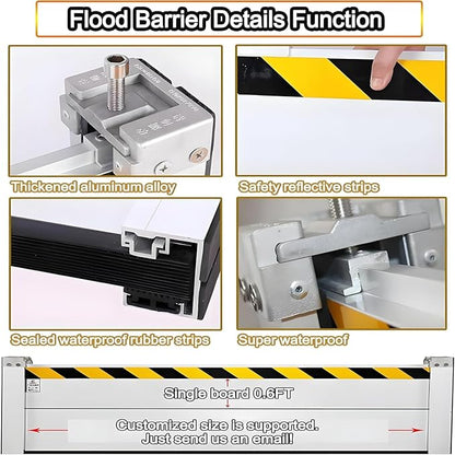 Flood Barriers for Home Exterior - Aluminum Alloy Outdoor Easy Flood Barrier Garage Doors Water Barriers for Flooding,H7.9 Inch/L10.5FT