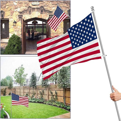 ZMTECH Flag Pole - Upgraded Bracket, (2 Packs) 6 FT Stainless Steel Flag Poles for Outside House, Residential or Commerical, Tangle Free Flag Pole Kit for American Flag (Without Flag, Silver)