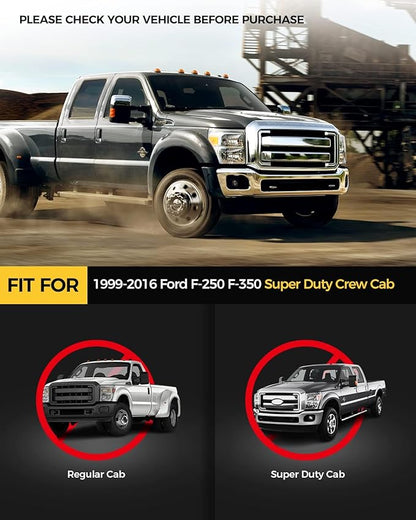 KYX Running Boards & Steps Nerf Bars Compatible with Ford F250 F350 Super Duty Crew Cab 1999-2016, A Pair 6 inch Car Door Side Steps Nerf Bars Truck Boards Step Rails-Silver Logo