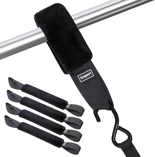 Ayaport Soft Tie Cover Set Include 4 pcs Synthetic Sheepskin Plush Covers and 4 pcs Soft Loop Tie Down Straps for Protecting Motorcycle, Dirt Bike, ATV, UTV etc. 1.5"x18"
