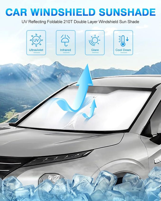 KUST Windshield Sun Shade for Mitsubishi Outlander 2022-2024 2025 2026 Window Shade Sun Visor Cover Foldable Blocks UV Rays Keep Your Car Cooler