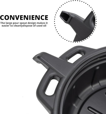 NEIKO 20760A Large Oil Drain Pan, 4 Gallon (16L) Capacity, Black Plastic Anti Splash Oil Pan, Motor Oil Drip Catcher Pan, Non Spill Pour Spout, Oil Catch Pan for Changing Oil, Oil Drain Container