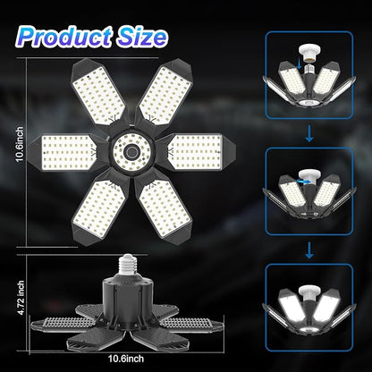 8 Pack 220W Garage Light Ceiling Led Deformable LED Shop Lights for Workshop E26 E27 Screw in Garage