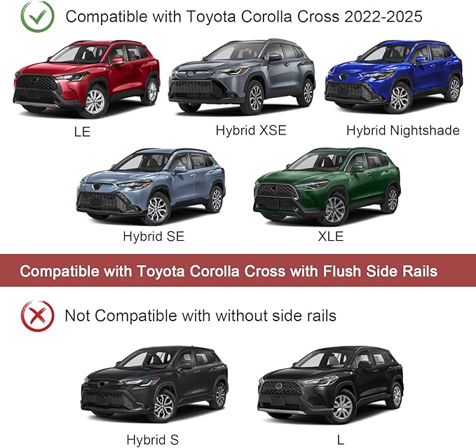 KINGGERI 260Lbs Lockable Roof Rack Cross Bars Compatible with Toyota Corolla Cross 2022 2023 2024 2025 (with Flush Side Rails), Heavy Duty All Aluminum Rail Crossbar Anti-Theft Metal Matte Coated