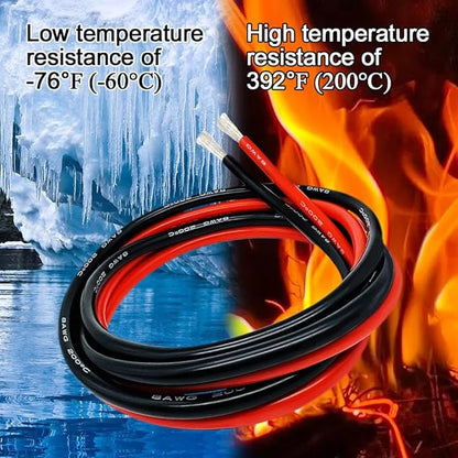 Jumper Cables alligator clips Compatible with Mil.waukee M18 18V Batteries, Silicone wire 8AWG 1.3FT Automotive Booster Cables for Jump Starting Tool Battery, Temperature resistance 392℉ 200℃